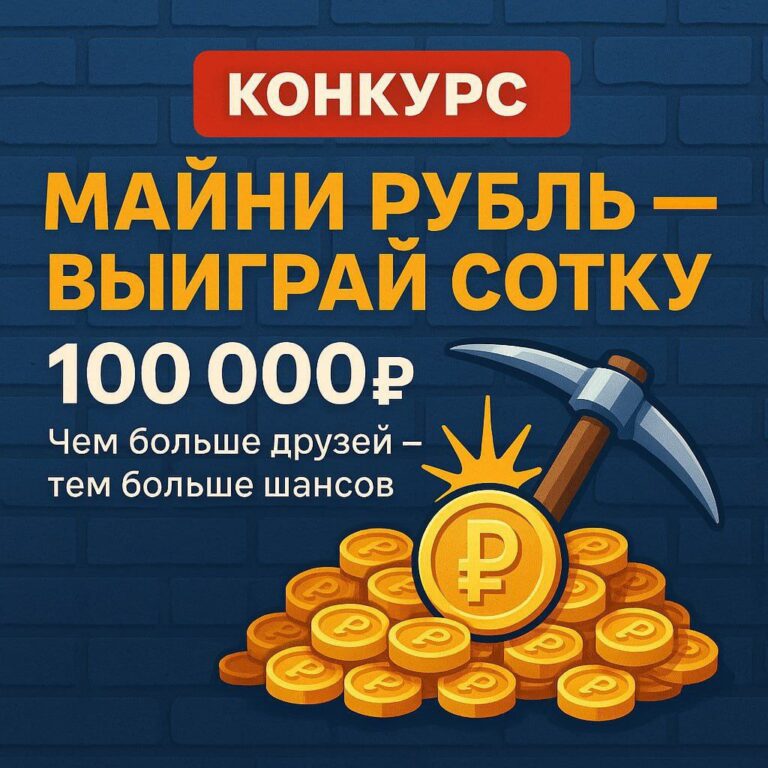Конкурс «Майни рубль, выиграй сотку»: розыгрыш 100 000₽