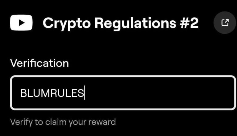 Blum Код BLUMRULES: Как получить награду за видео Crypto Regulations #2