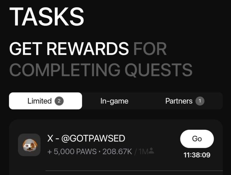 PAWS: Новое задание на 24 часа с наградой 5000 PAWS