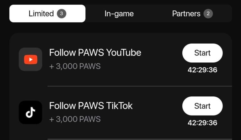 PAWS: Задание на 24 часа – получите 6000 токенов